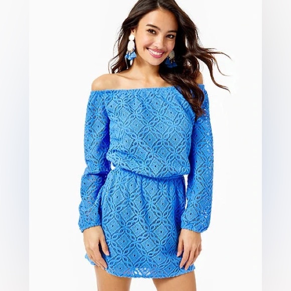 Lilly Pulitzer Pants - Lilly Pulitzer Blue Thistle Trellis Lace Lana Skort Romper XS NWT